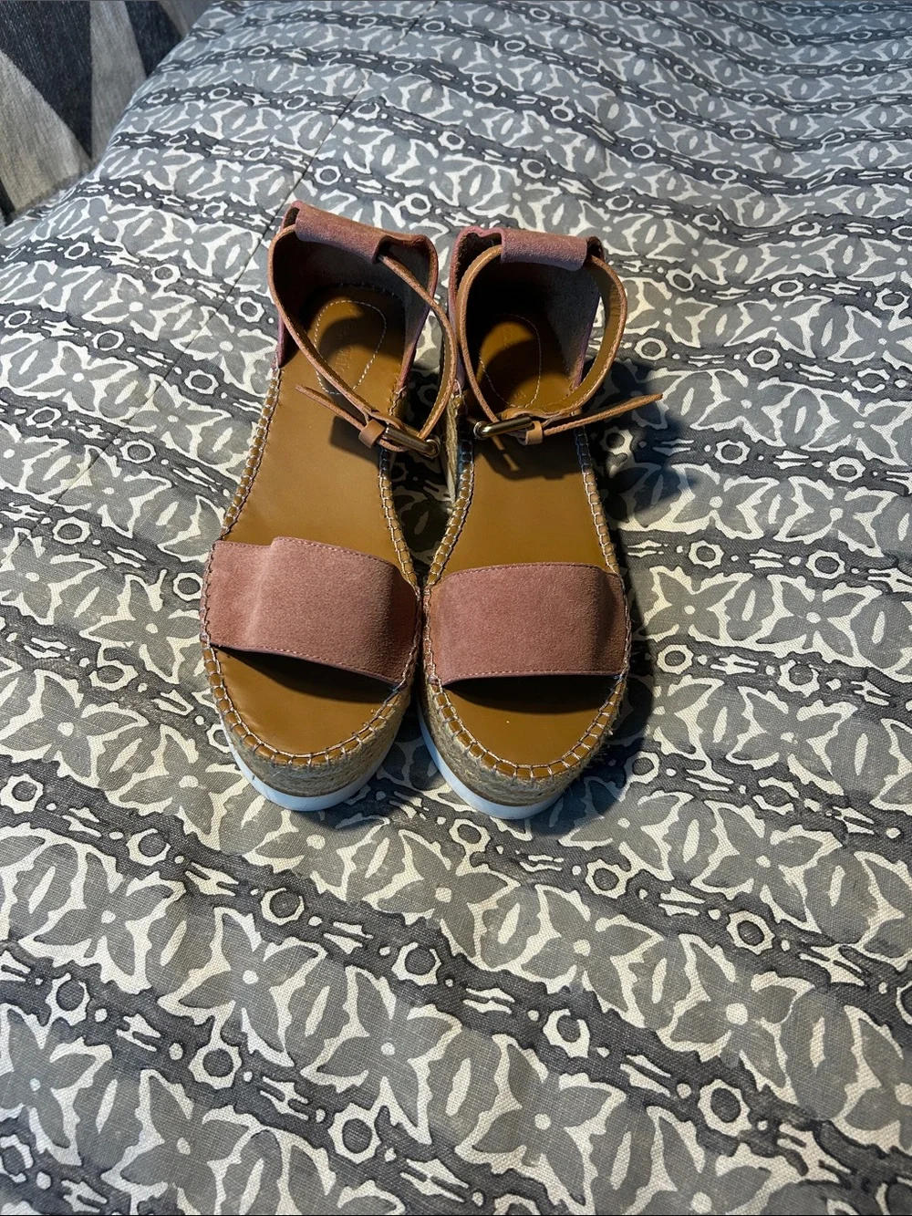 See By Chloe Coral-Pink Espadrille Wedge Sandals